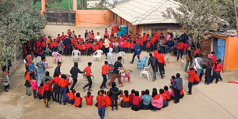Students are playing musical chair